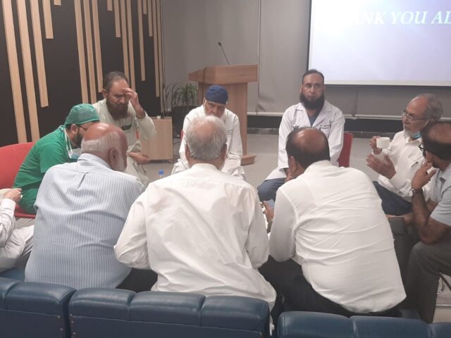 Prof. Saeed Akhter chaired a meeting with PKI Team, Business Community & Volunteers at PAF Hospital Islamabad to sought suggestions and inputs to execute PKI flood relief drive in Rajanpur, North Punjab. He constituted Flood Relief Executive Committee for fund raising & to Liaison ongoing activities between the stakeholders & PKI team. Executive Committee Includes, PKI Team members, Business Community Volunteers & Rajanpur Local team.